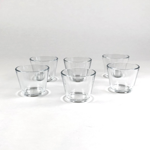 Six Clear Glass Modernist Tea Lights - Picture 1 of 3